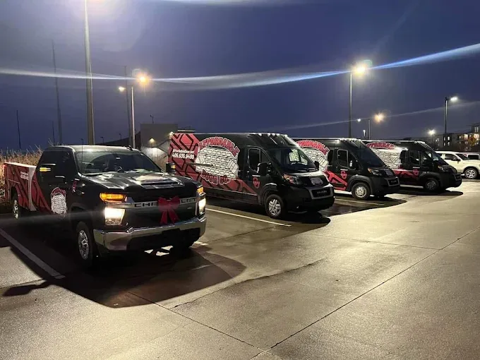 Affordable Door Co fleet of garage door service vehicles in Oklahoma City OK